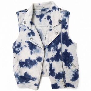 Rubbish medium blue and white/cream tie dye vest with pockets